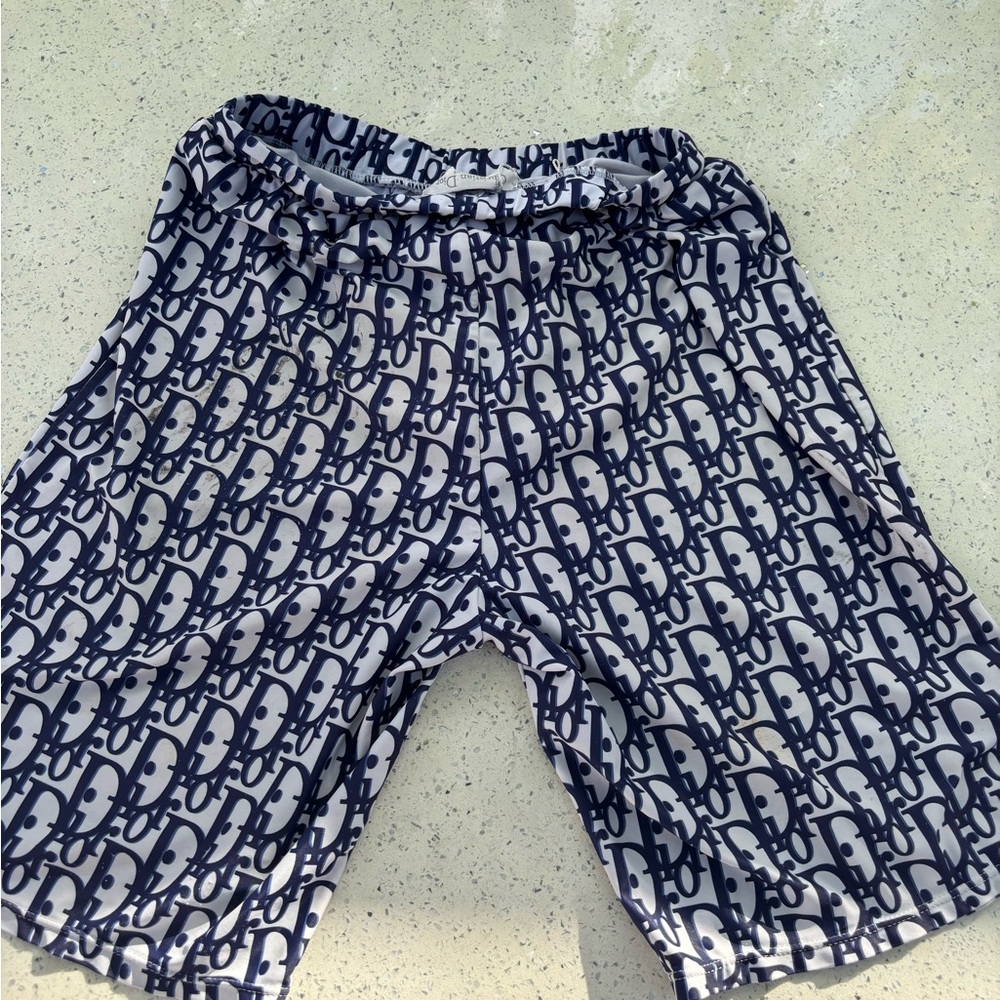 Dior Navy and White Monogram Shorts